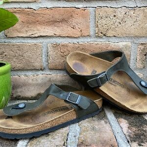 Pre-owned Birkenstock Gizeh in Olive Green Sandals 39/8 Women’s
